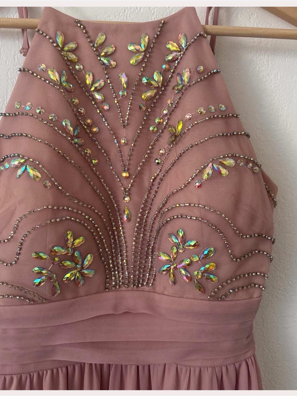 Speechless Mauve Halter Prom Dress with Iridescent Gems